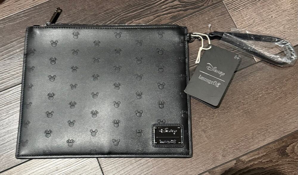 Loungefly Mickey & Minnie Debossed Silhouette Mini Clutch Wristlet Handbag